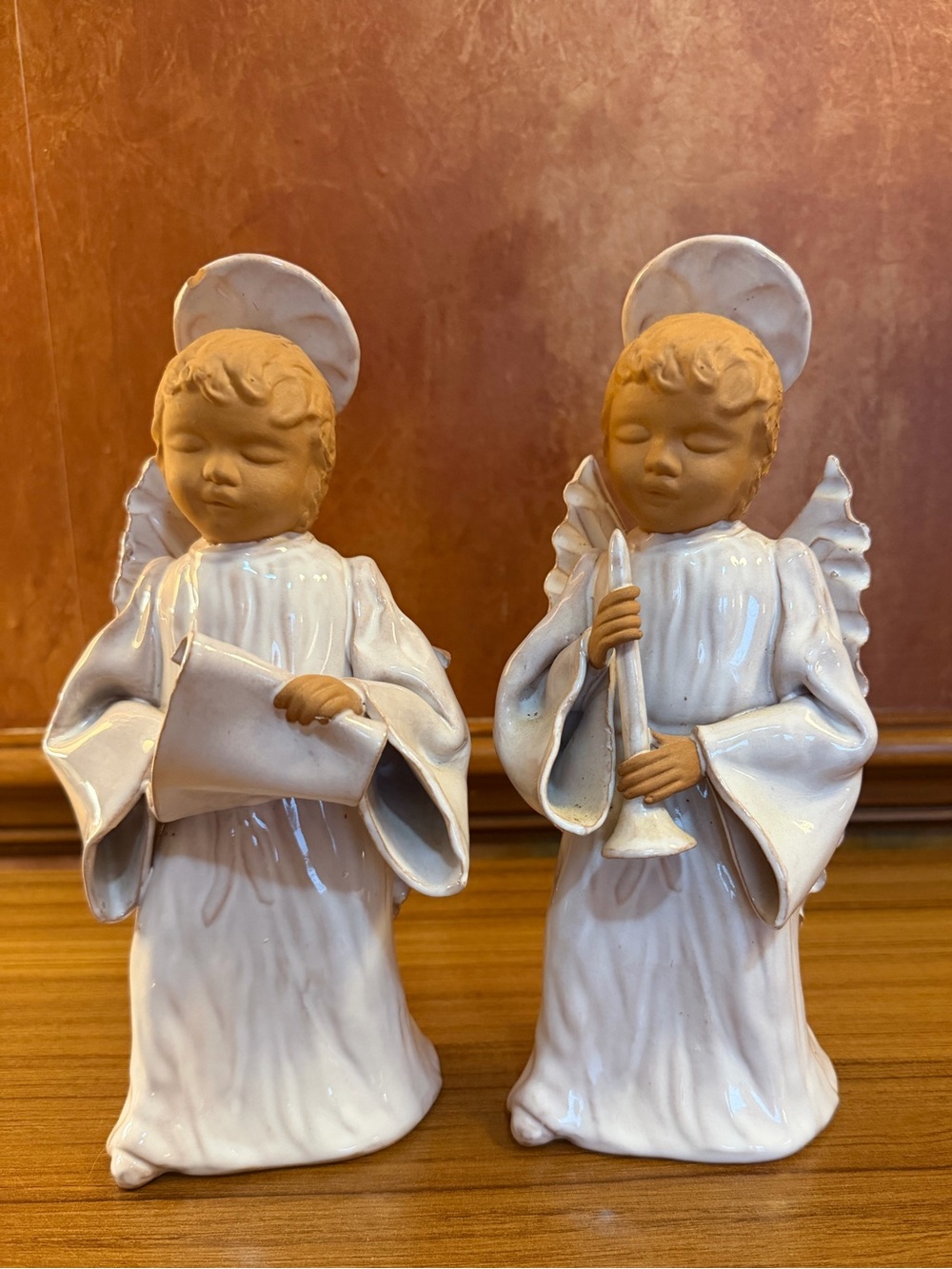 Vtg P Serra Italy Terracotta Angel Figurine Set Mid Century READ